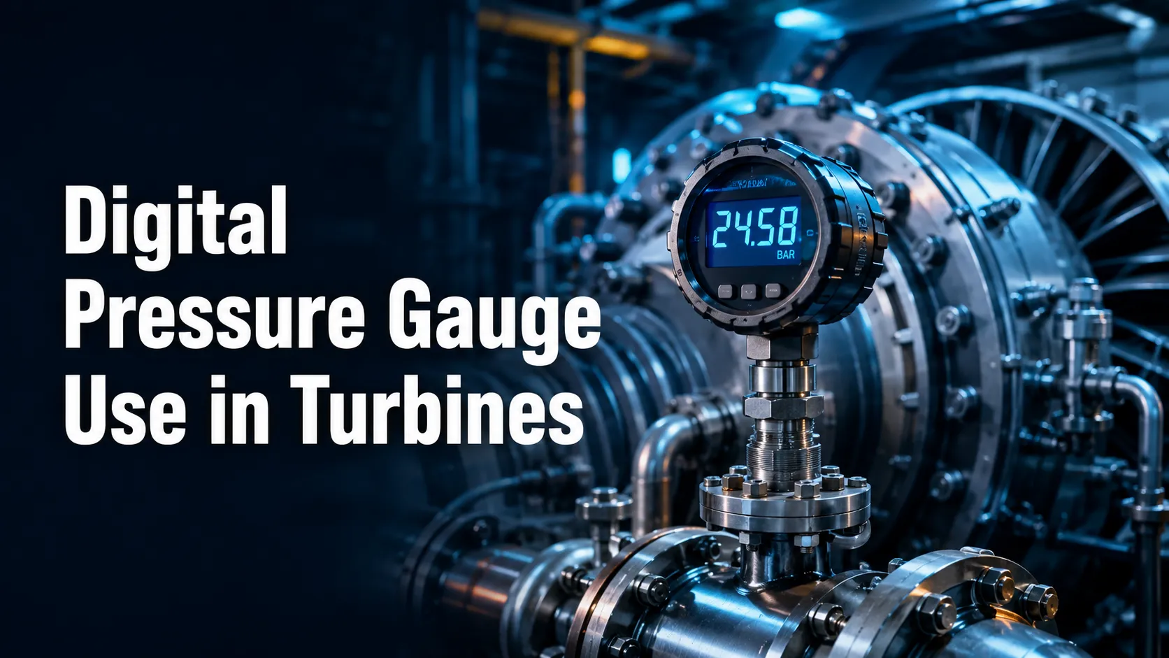 Digital pressure gauge on turbine piping