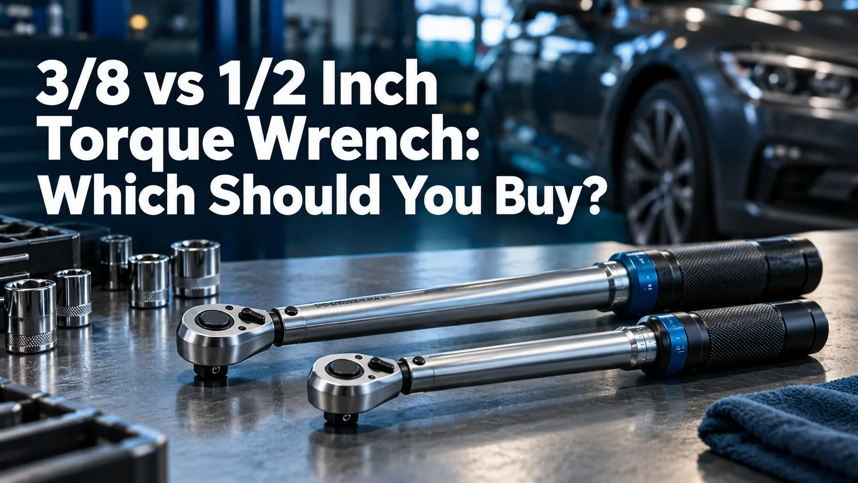 Illustrative two torque wrenches with the 3/8 vs 1/2 Inch Torque Wrench article title