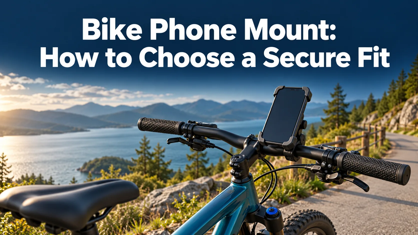 Illustrative parked bicycle phone mount with the article title