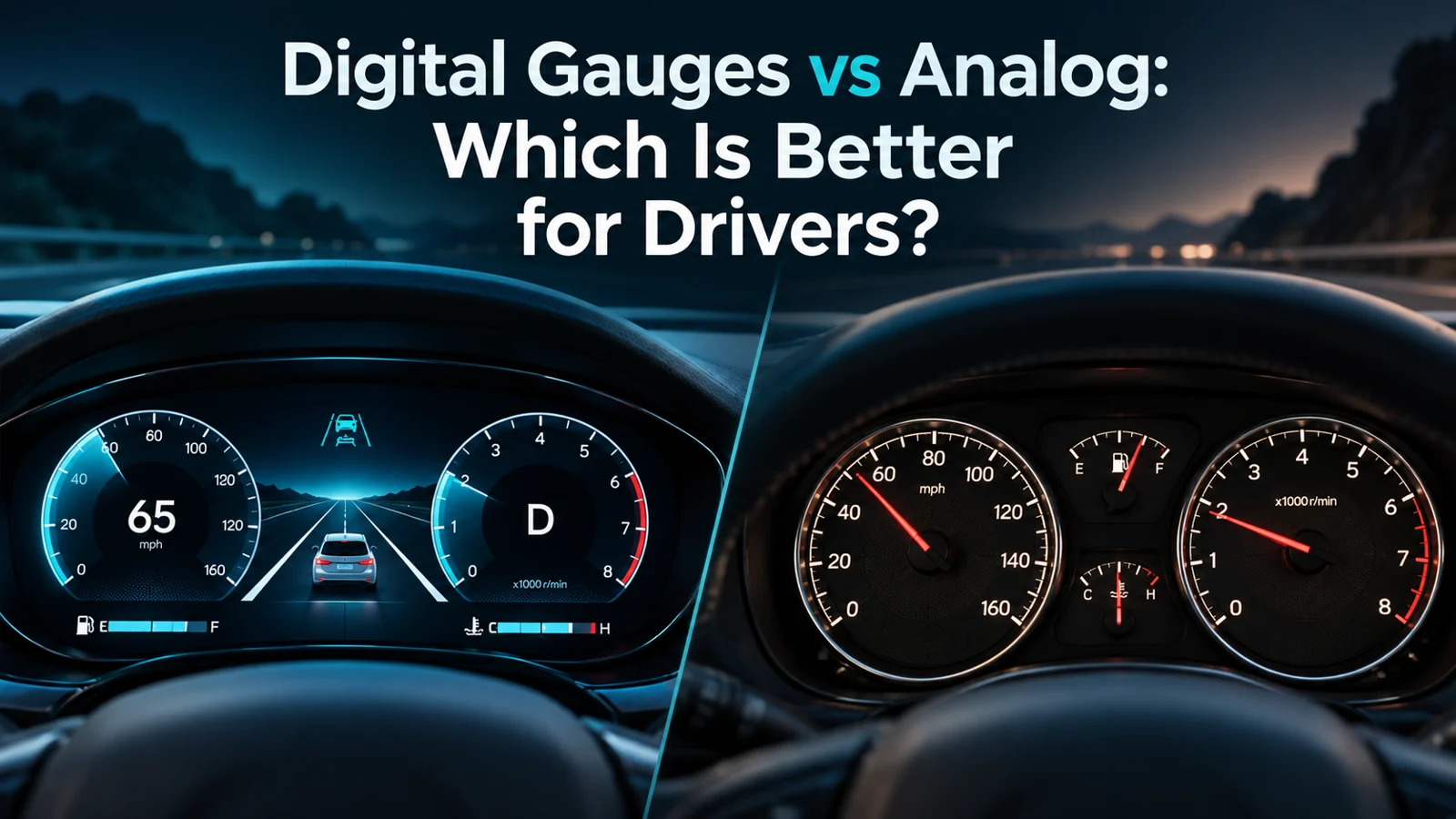 Conceptual comparison of digital and analog car instrument clusters