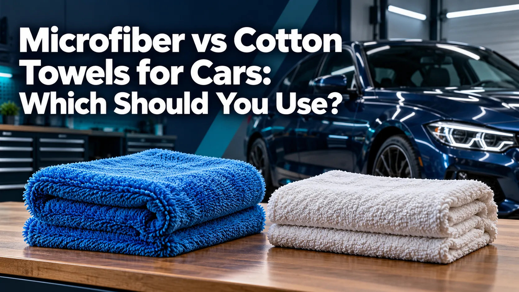 Illustrative microfiber and cotton towels with the Microfiber vs Cotton Towels for Cars article title