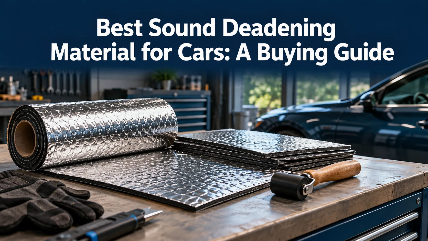 Illustrative sound damping sheets and roller with the article title